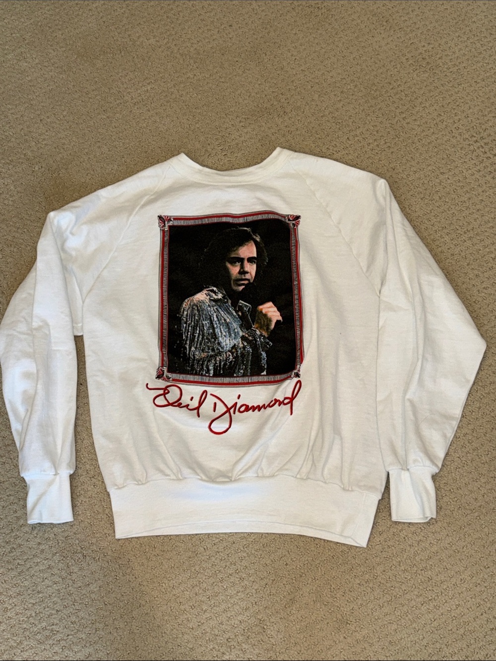 Vintage retro 80’s Neil Diamond concert tour sweatshirt white